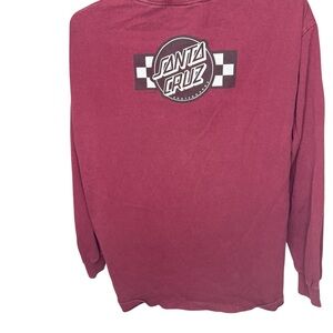 Vintage 90s Santa Cruz Burgundy long sleeve Shirt Size L skatewear